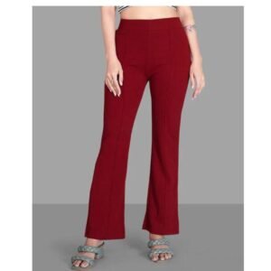 💚 Bottle Green High-Waist Flared Trousers – Bold, Sleek & Modern