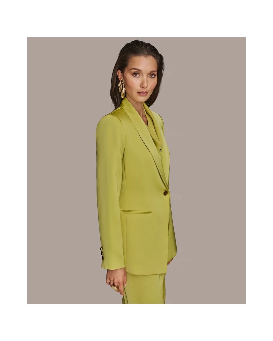 Lime Luxe One-Button Blazer – Bold Hue, Timeless Cut - Image 3