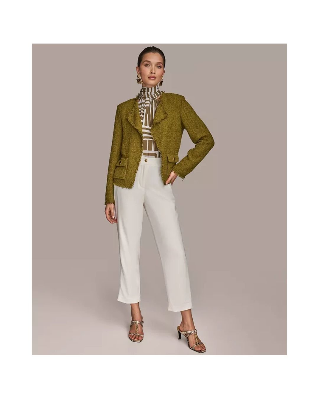 Olive Texture Frayed-Edge Blazer – Effortless. Edgy. Elevated. - Image 5
