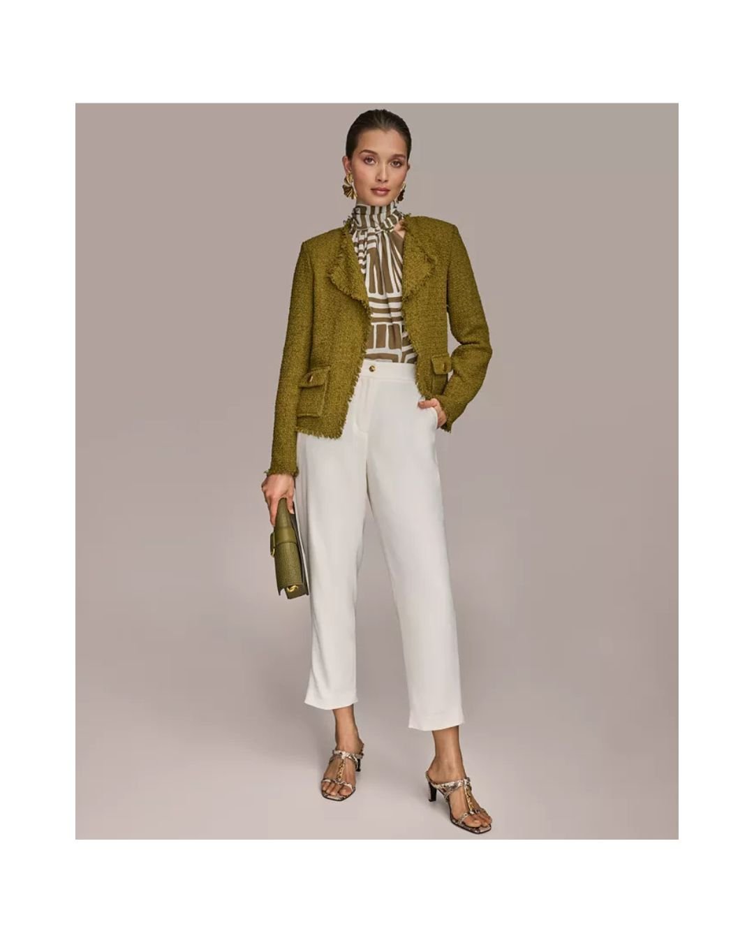 Olive Texture Frayed-Edge Blazer – Effortless. Edgy. Elevated. - Image 4