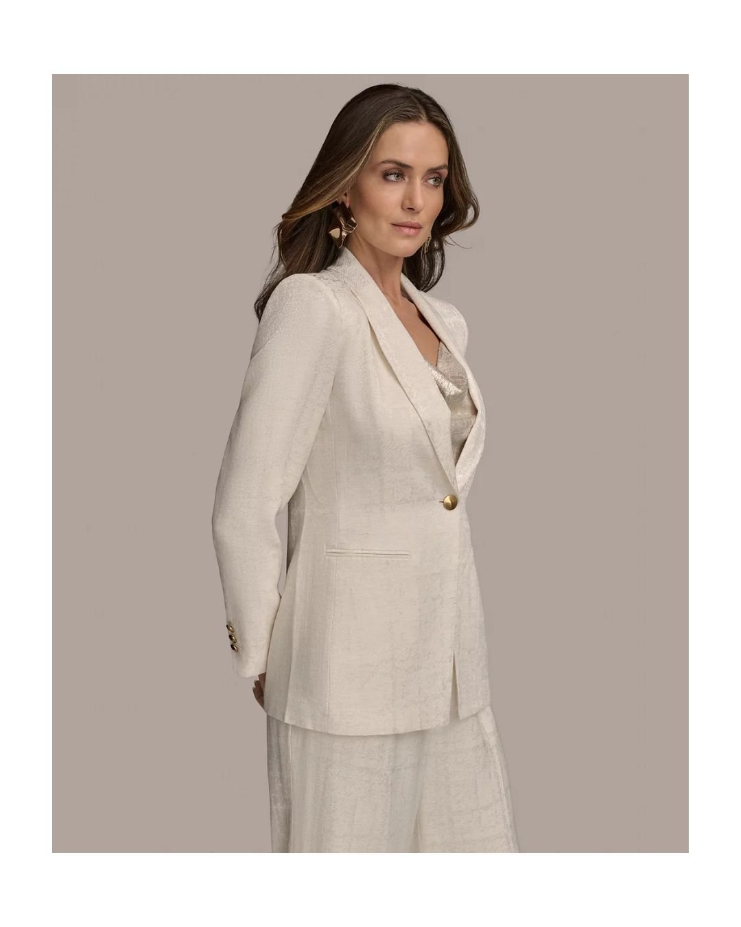 Ivory Elegance Single-Button Blazer – Soft Glamour, Sharp Power - Image 3