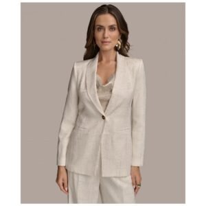 Ivory Elegance Single-Button Blazer – Soft Glamour, Sharp Power