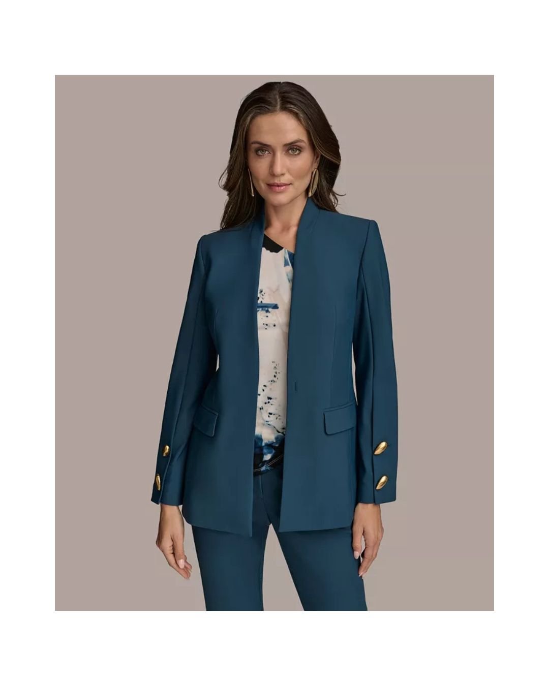 Teal Power Gold-Button Blazer – Bold. Sleek. Unstoppable. - Image 3