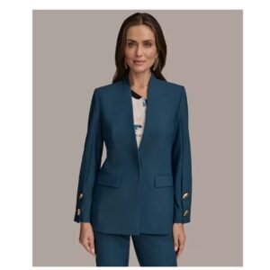 Teal Power Gold-Button Blazer – Bold. Sleek. Unstoppable.