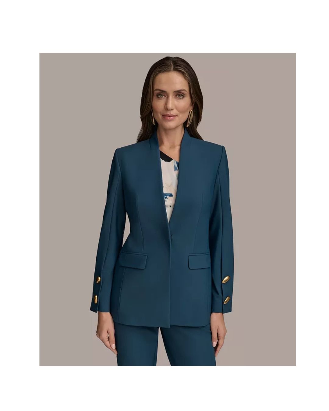 Teal Power Gold-Button Blazer – Bold. Sleek. Unstoppable.