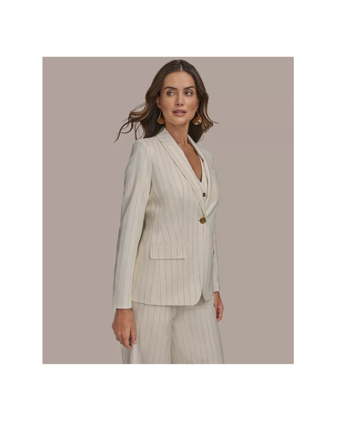Ivory Grace Pinstripe Blazer – Power with Poise - Image 3