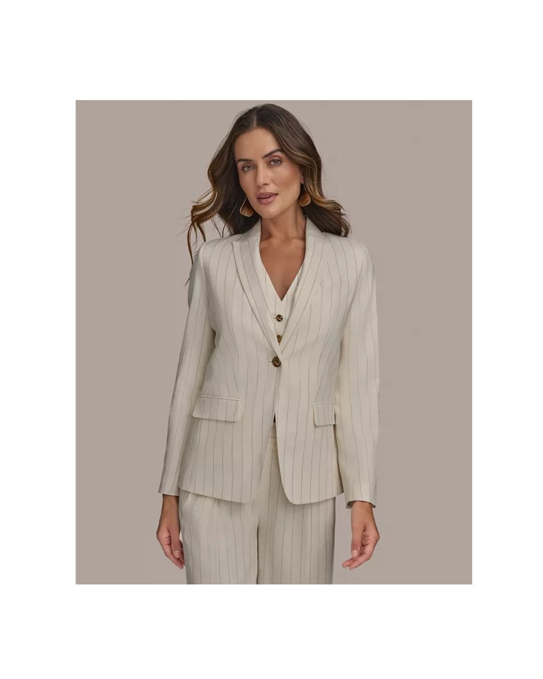 Ivory Grace Pinstripe Blazer – Power with Poise