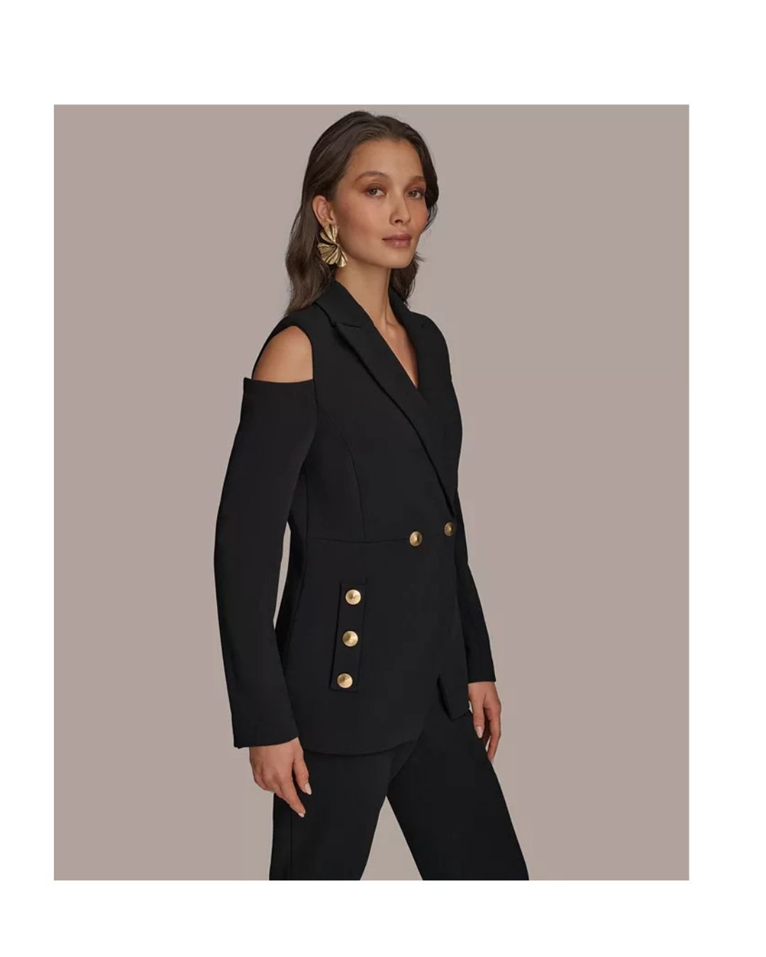 Midnight Edge Cold-Shoulder Blazer – For the Bold at Heart - Image 3