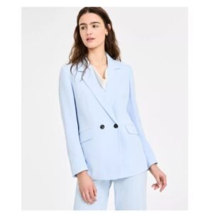 Skyline Light Blue Double-Breasted Blazer – Cool Confidence, Timeless Grace
