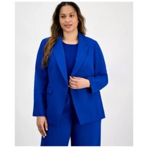 Royal Bold Plus-Size Blazer – Power Elegance in Royal Blue