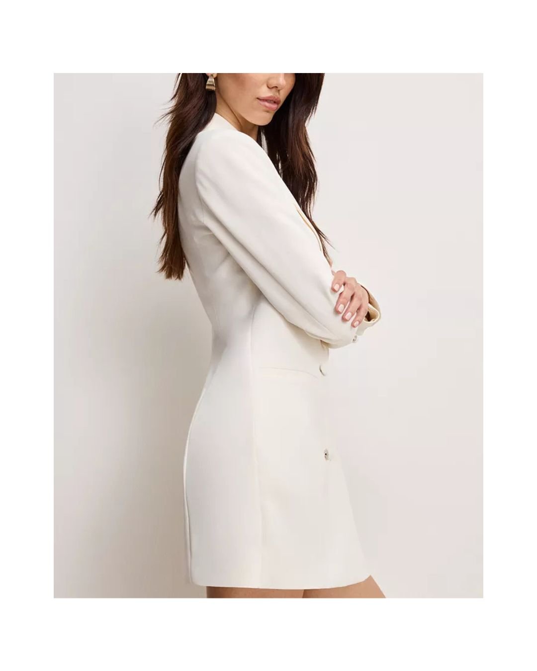 White Double-Breasted Blazer Dress - Image 4