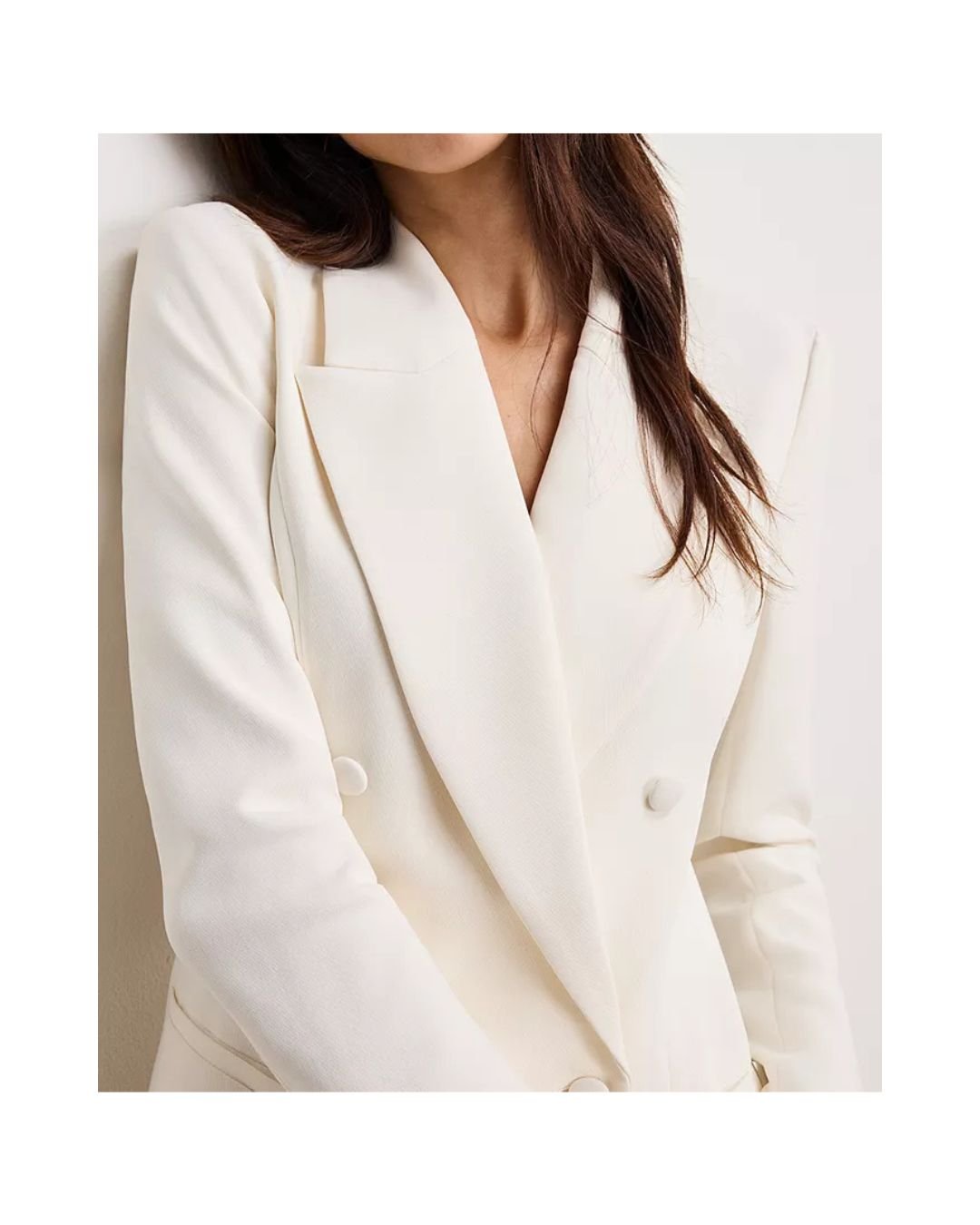 White Double-Breasted Blazer Dress - Image 5