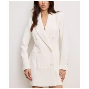 White Double-Breasted Blazer Dress