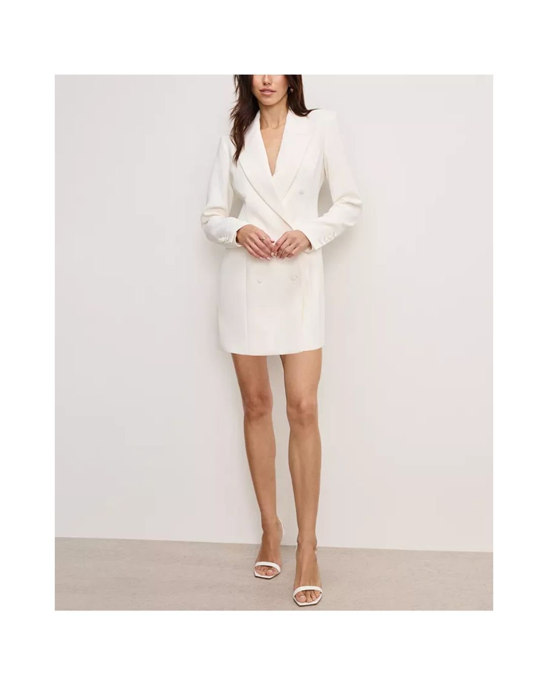 White Double-Breasted Blazer Dress - Image 2