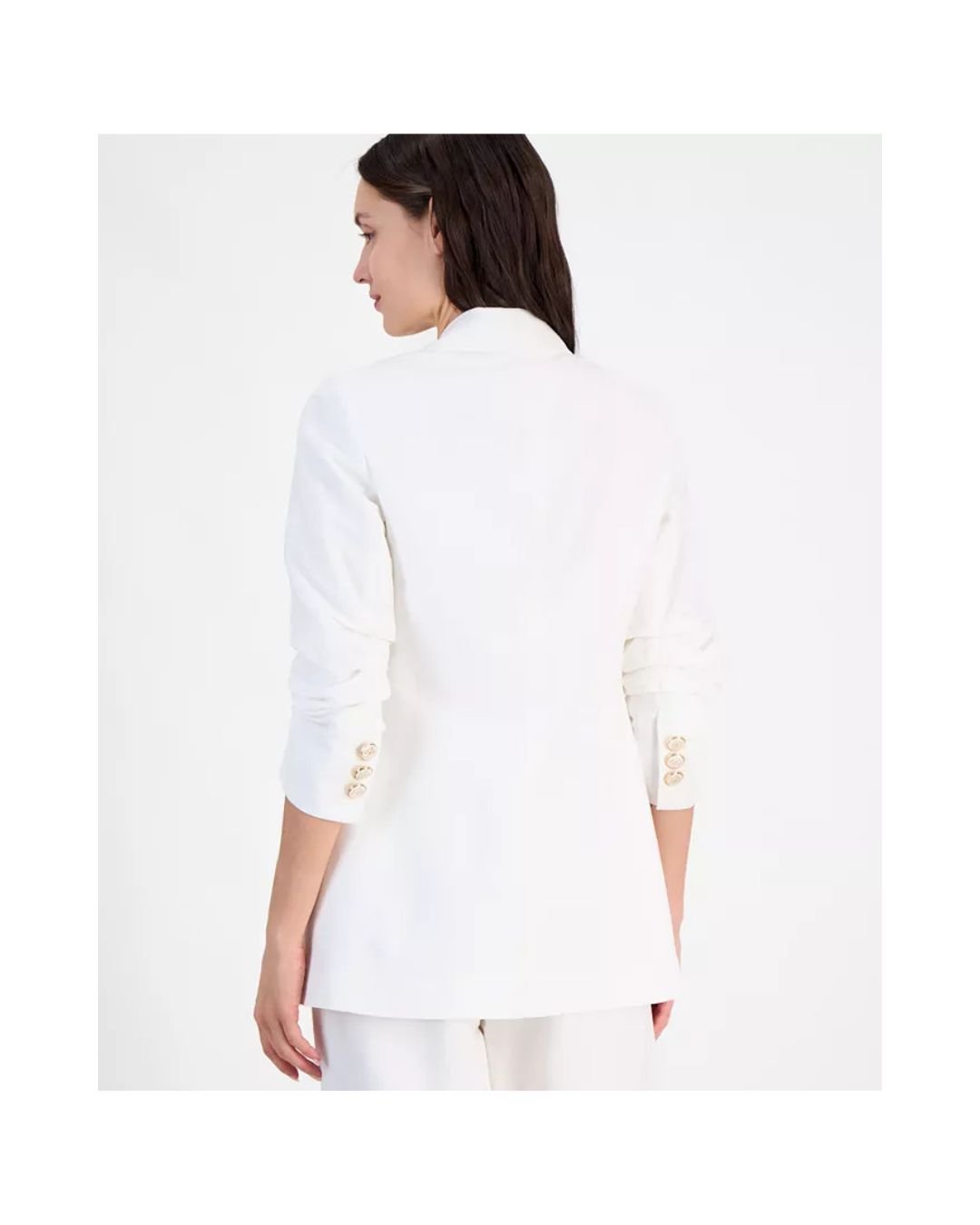 White Relaxed-Fit Open Front Blazer for Women - Image 2