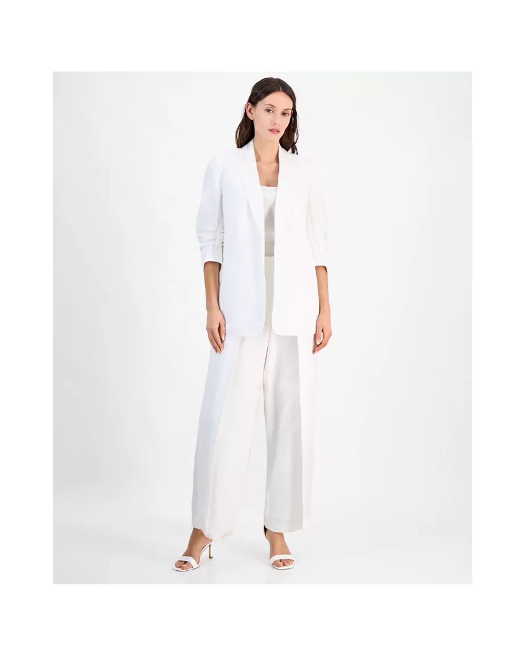 White Relaxed-Fit Open Front Blazer for Women - Image 4