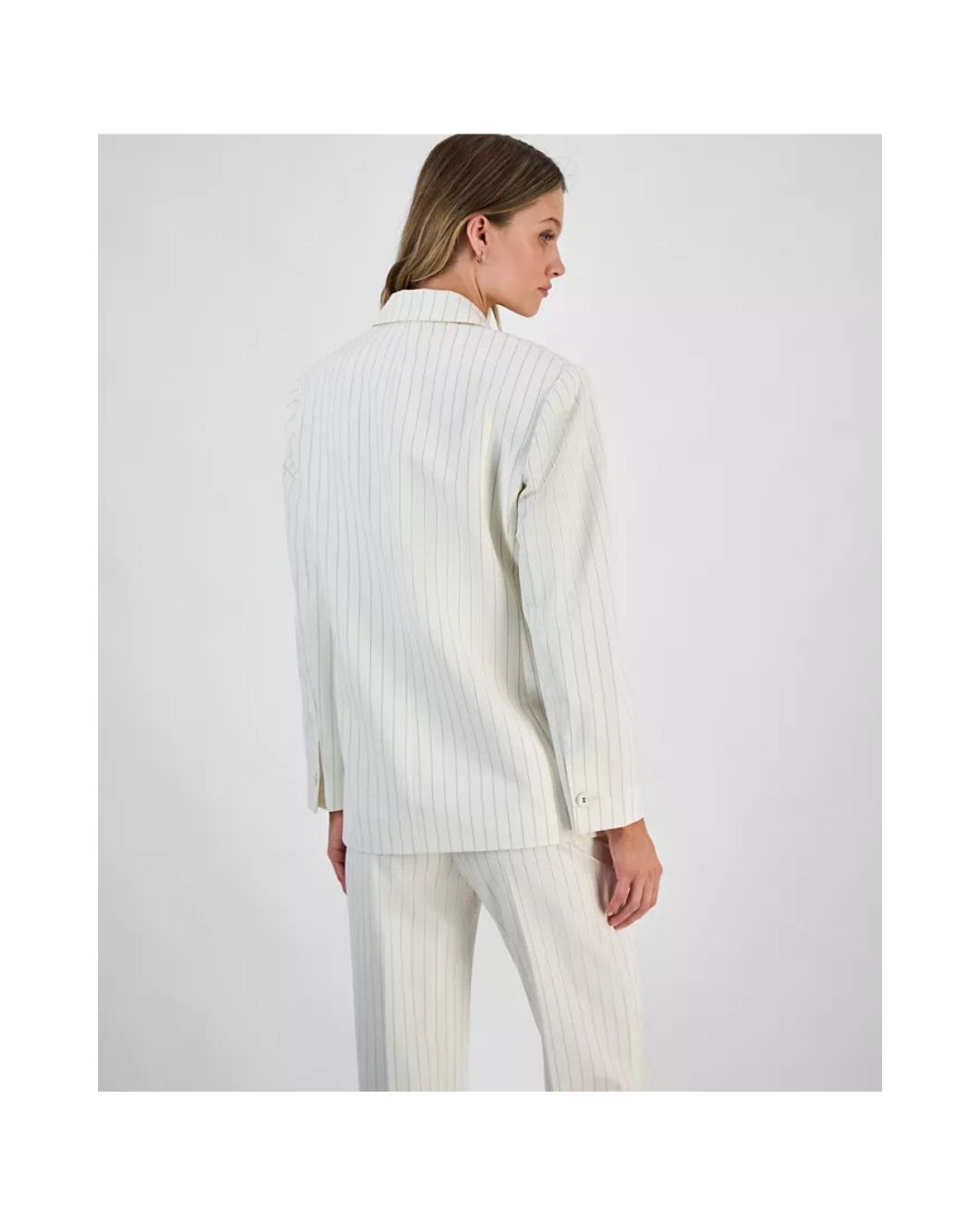 White Relaxed-Fit Open Front Blazer for Women - Image 5