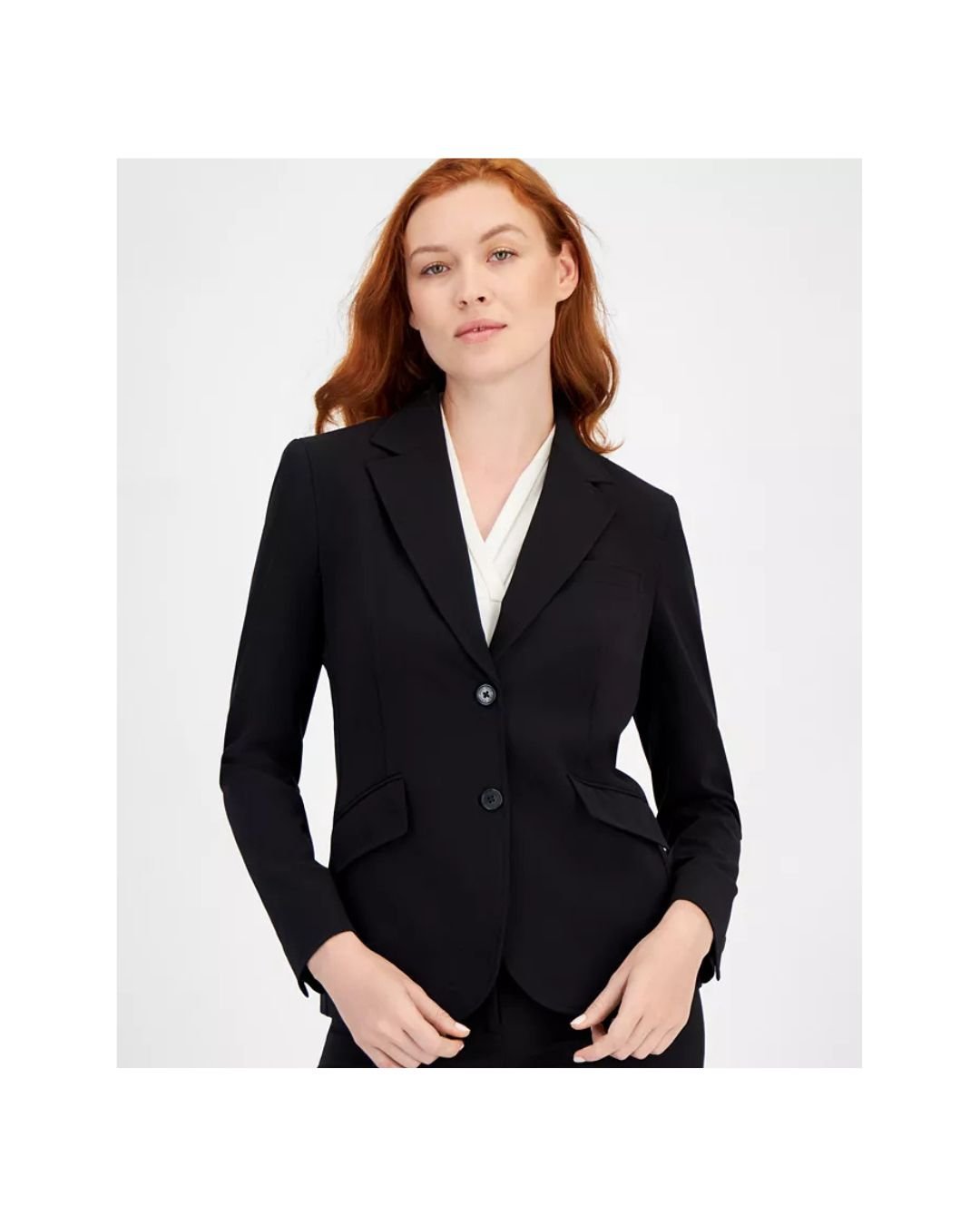 Women’s Black Classic Two-Button Tailored Blazer