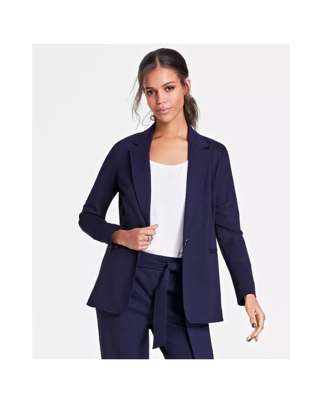 Women’s Classic Navy Single-Breasted Blazer