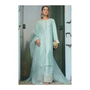Mint Blue Cotton Silk Palazzo Suit
