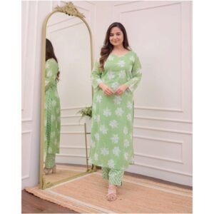 Light Green Floral Kurta Set