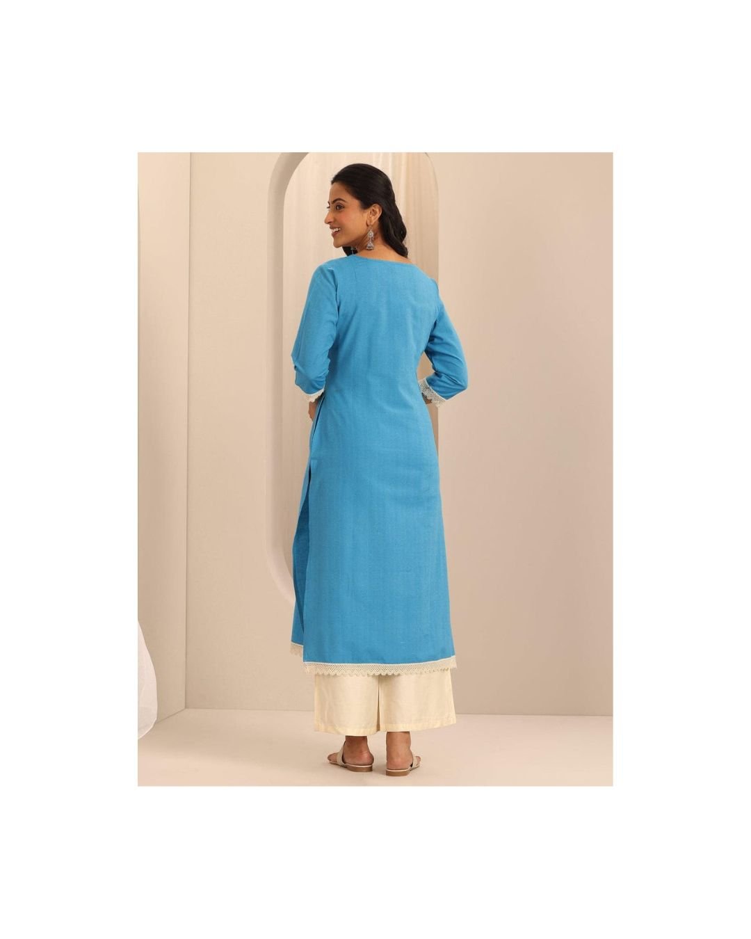 Azure Charm Blue Ethnic Kurta Set - Image 2