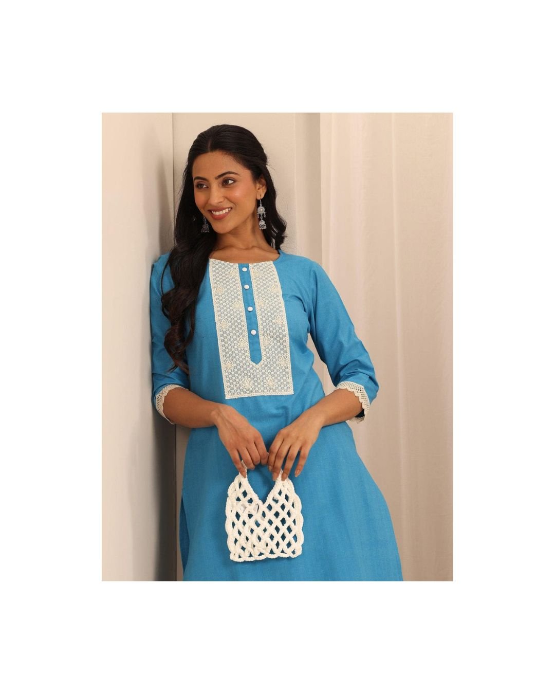 Azure Charm Blue Ethnic Kurta Set - Image 3