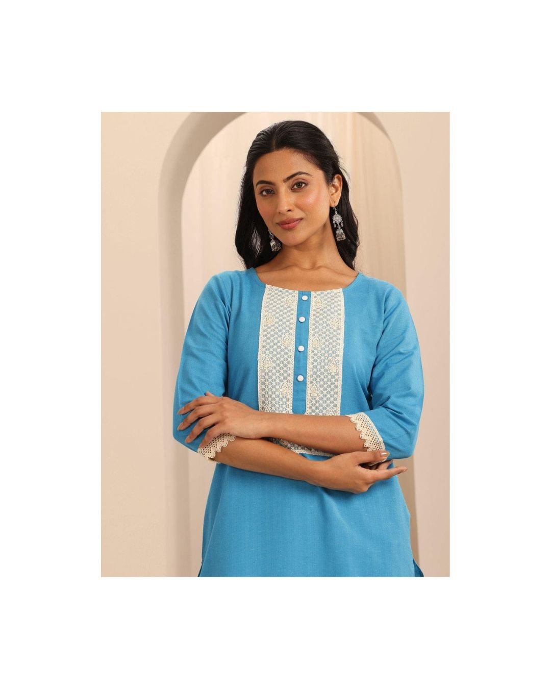 Azure Charm Blue Ethnic Kurta Set - Image 4