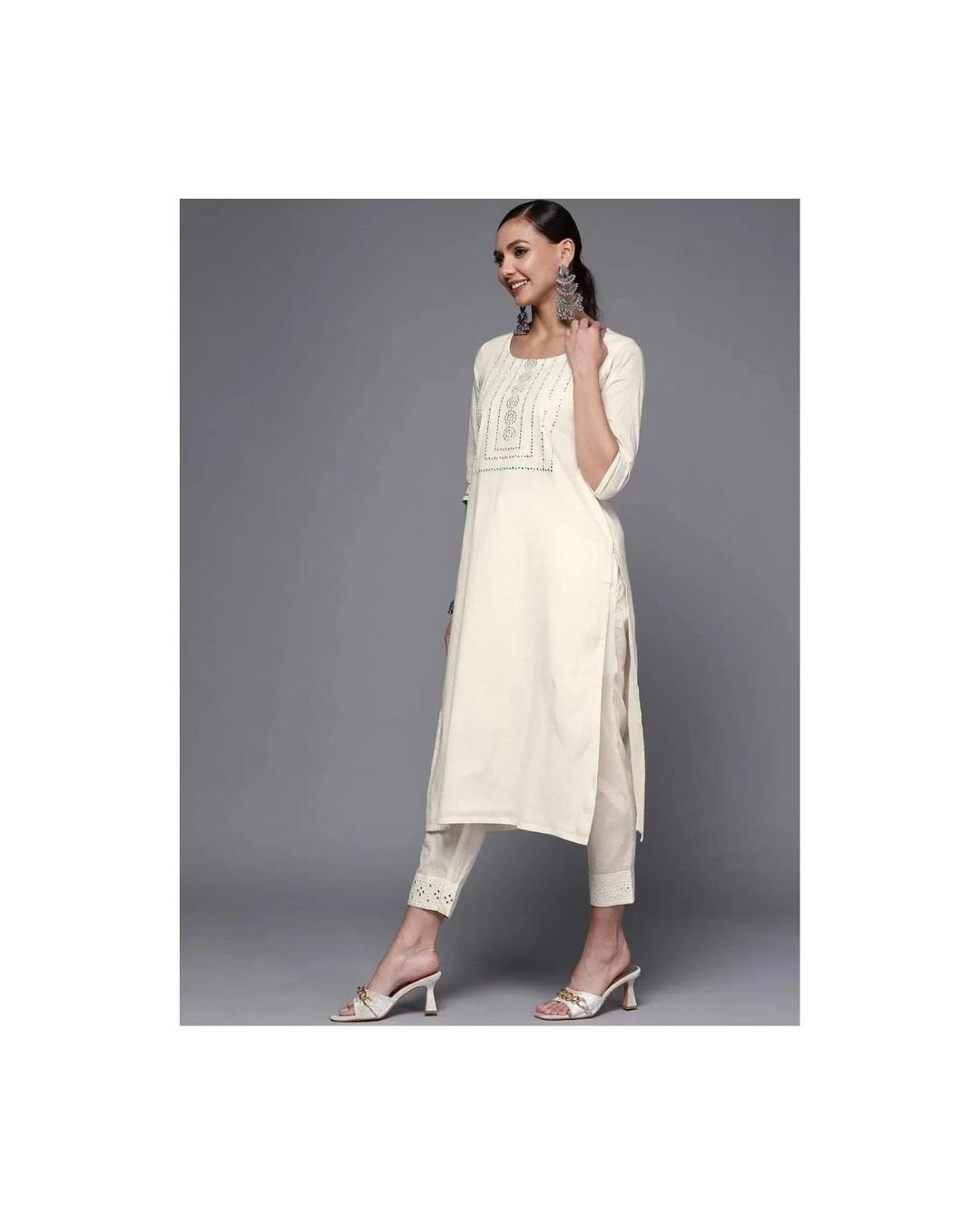 Ivory Elegance Embellished Kurta Set