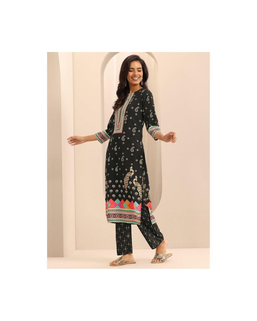 Midnight Charm Black Printed Kurta Set - Image 3