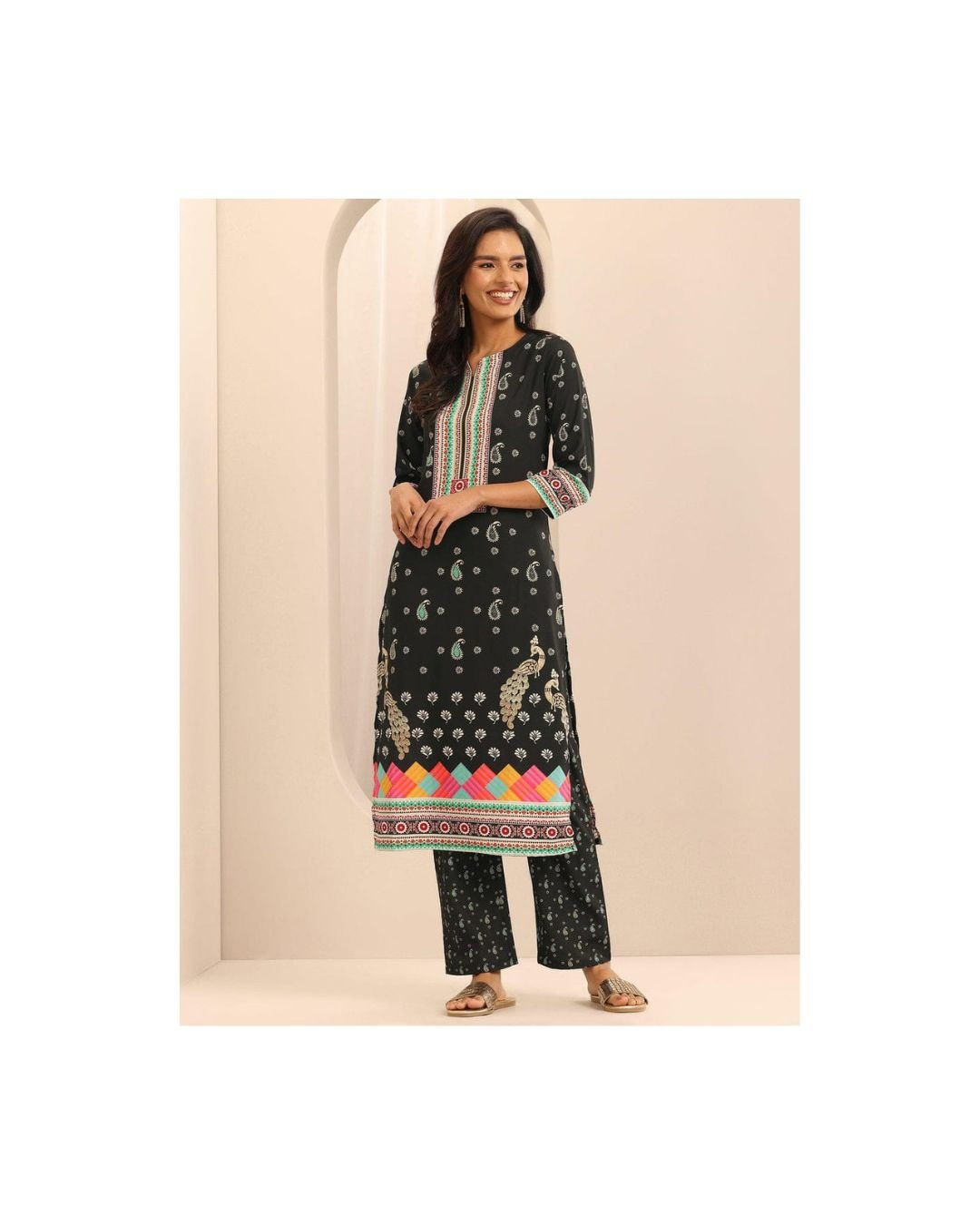 Midnight Charm Black Printed Kurta Set