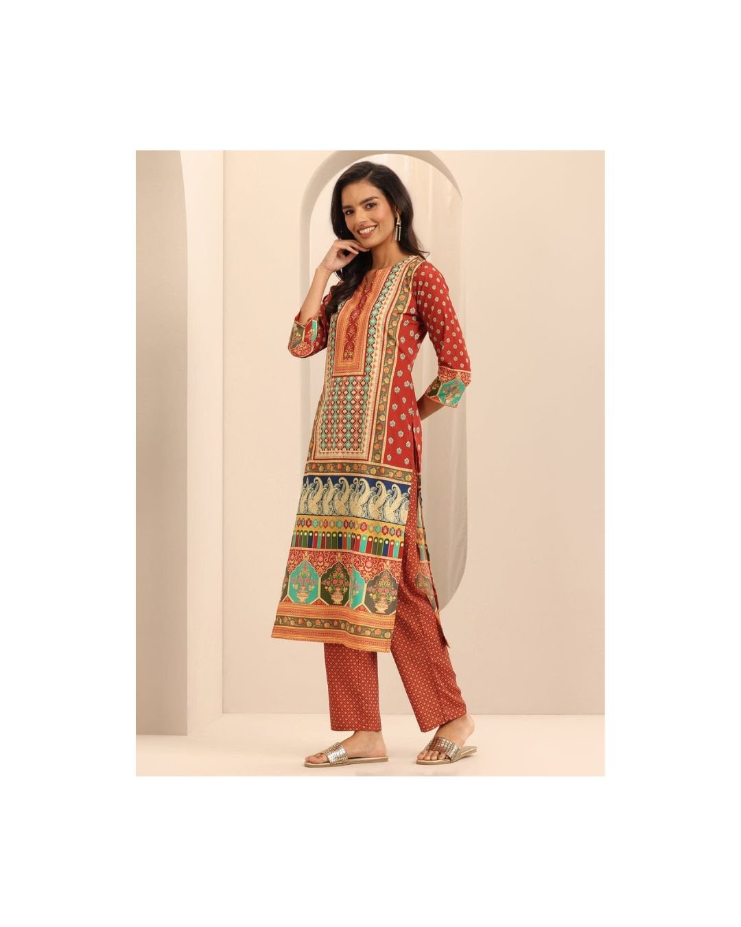 Rustic Royale Multi-Color Printed Kurta Set - Image 5