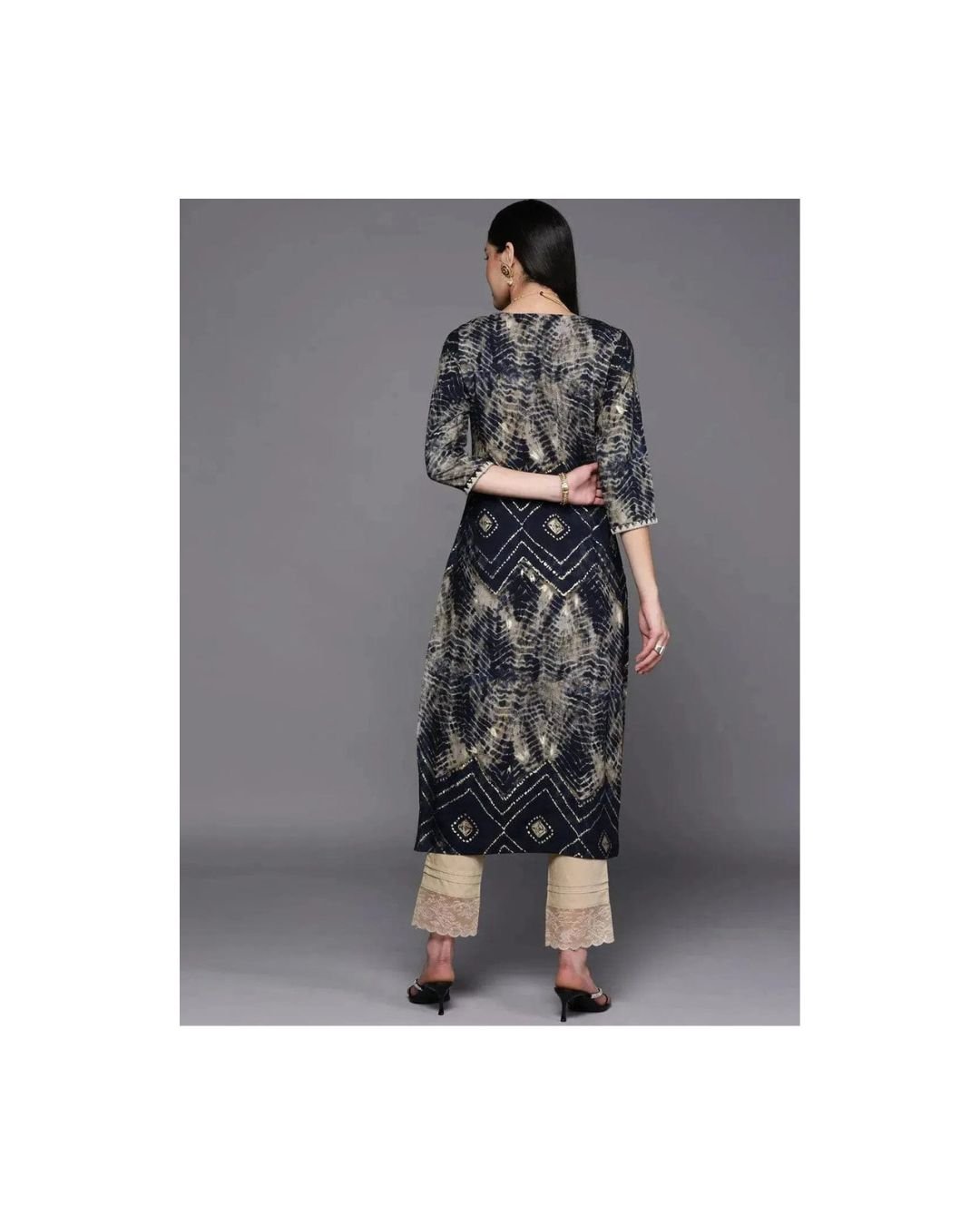 💫 "Midnight Mirror – Embroidered Tie-Dye Kurta Set" - Image 4