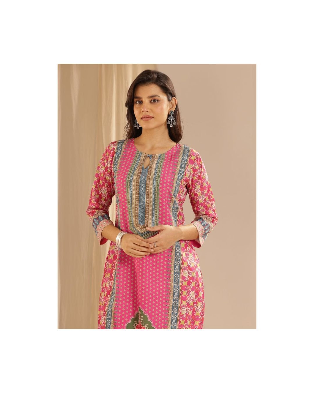 π¨ "Rani Reverie β Printed Pink Heritage Kurta Set" - Image 4