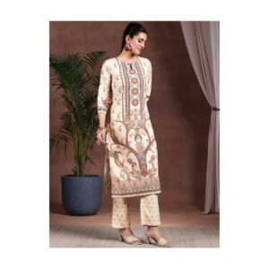 🌿 "Ivory Mirage – Thread & Print Kurta Ensemble"