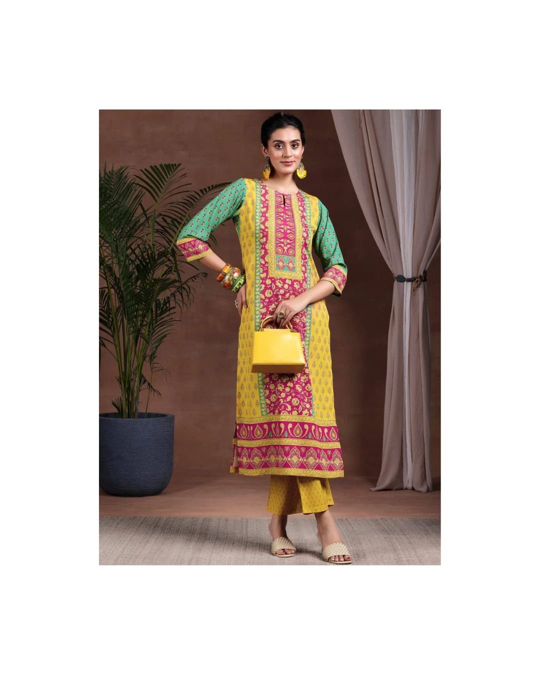 🌻 “Marigold Muse – Garden Shirt Kurta Set”