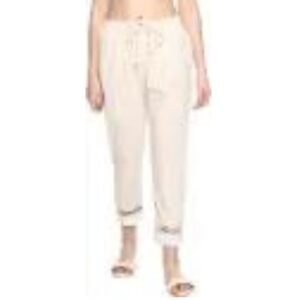 "Off-white drawstring jogger pants for women with cuffed hem"