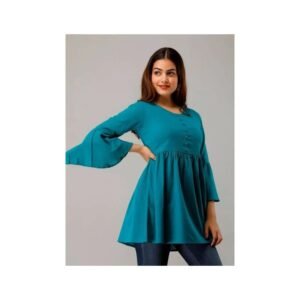 Teal Flared Top with Bell Sleeves – Chic & Comfortable Casual Wear